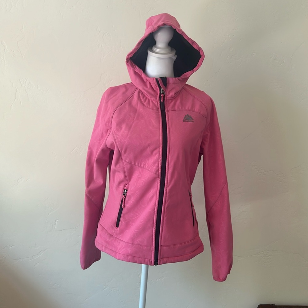 Snozu Faux Fur Lined Water Resistent Hooded Jacket. Pink. Girls Large 14/16